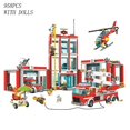 thumbnail image 2 of All Cities Fire Station Model Building Blocks Car Helicopter Construction Firefighter Man Truck Bricks Toys For Child Kid Gift, 2 of 4