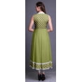 thumbnail image 4 of Bimba Robe Anarkali Vert Olive2 Aquarelle Col Mandarin Sans Manches Kurtis pour Femmes Imprimé Robe Maxi Moyen, 4 of 6