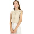 thumbnail image 1 of INSPIRE CHIC Blouse Sans Manches pour Femme, à Volants, Plissée, Blouse CHIC pour le Travail, L Beige, 1 of 1