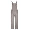 thumbnail image 4 of fartey Women Plus Size Cotton Linen Romper Casual Sleeveless Square Neck Relaxed Overalls Pockets Adjustable Strap Solid Color Rompers, 4 of 6