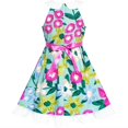 thumbnail image 2 of Robe Fille Col Blanc Floral Hawaïenne Vintage Robe d'Été 5 Ans, 2 of 6