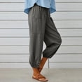 thumbnail image 4 of QATAINLAV Mes Commandes Passées par Moi, Pantalon Capri Taille Haute à Cordon pour Femme en Coton et Lin, Pantalon Décontracté d'Été pour la Plage, Pantalon Court à Boutons et Bas Resserré avec Poches Gris Foncé TTG, 4 of 8