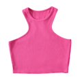 thumbnail image 1 of AherBiu Workout Tops for Women Racerback Sleeveless Cropped Ribbed Tank Top Crewneck Slim Yoga Cami Shirt, 1 of 3