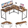 thumbnail image 1 of Bestier 95.2 inch L-Shaped Computer Desk with Monitor Stand Rustic, 1 of 6