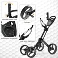 thumbnail image 2 of Gymax Chariot Pousse-Golf Pliant à 4 Roues avec Poignée Réglable Frein à Pied Gris, 2 of 10