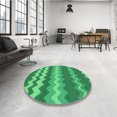 thumbnail image 4 of Ahgly Tapis Rond Lavable en Machine Intérieur Transitionnel Vert Néon, 7 Pieds Rond, 4 of 7