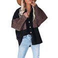 thumbnail image 4 of goowrom Vestes en Denim Amples pour Femmes à Manches Longues, Boutonnées, à Contraste Léopard, 4 of 7