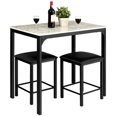 thumbnail image 2 of Patiojoy 3 Pieces Counter Height Table Set 2 Chairs Bar Dining Room Faux Marble White, 2 of 8