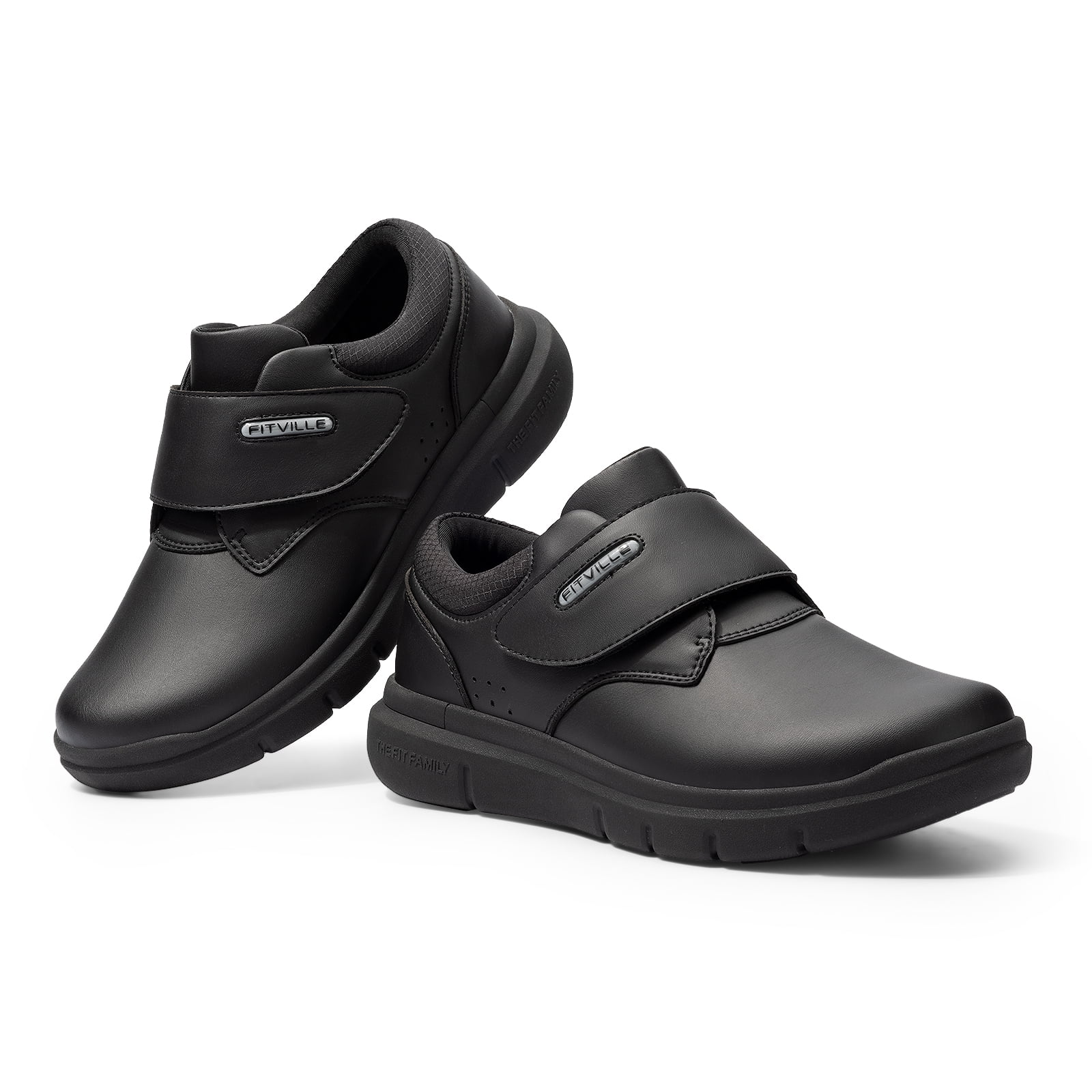 FitVille Men's Wide Walking Shoes With Arch Core Insole For Swollen Feet Diabetic Dress Shoes