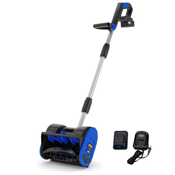 GloryStar Green 20V Cordless Snow Shovel, 4.0Ah Self-Propelled Electric Snow Blower, Brushless Motor, 12" Wide x 8" Deep Clearing, 300 Lbs Per Min, 17 ft Throw for Patios, Steps, Sidewalks