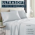 thumbnail image 4 of Twin Sheets Set, 3 pc Bed Sheets & Pillowcase Set - Machine Washable for Easy Care - Soft & Breathable All Season Microfiber Sheets with Deep Pockets - Ice Blue, 4 of 4