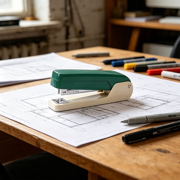 Vacemry Rotating Stapler Heavy Duty Office Stapler, Faux Woodgrain Plastic Effortless Stapling, Teen Stapler Large Size Desk Stapler for HomeSchoolOffice Supplies
