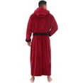 thumbnail image 3 of LNWUY (P-5TG) Grande Taille Peignoir en Molleton pour Homme Grande Taille avec Capuchon, Peignoir en Peluche Pleine Longueur à Blocs de Couleur Robe de Nuit avec Poches Rouge G, 3 of 3
