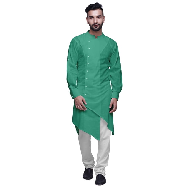 Atasi Solid Designer Long Kurta Shirt Asymmetric Cut Full Sleeve Kurta For Men-X-Large