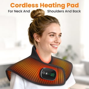 Birdeem Wireless Neck Heating Pad for Neck and Shoulder Pain Relief,Portable Heating Pad with Adjustable Temperature and Auto Shut-Off,Soft Fleece Lined Heat Pad for Adults