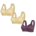 thumbnail image 1 of LOVZFMLL 3 Pack Plus Size Bras for Women Solid Color Comfort Soft Push Up Bra No Underwire Full Coverage Front Closure Everyday Bralettes AC 3XL, 1 of 2