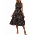 thumbnail image 2 of Robe d'Été Mi-Longue à Fleurs pour Femme, Manches à Volants, Robe Smockée, Fluide, Robe d'Invitée de Mariage, Fleur Noire m, 2 of 9