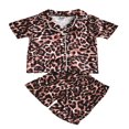 thumbnail image 1 of Kid Pajamas Set Leopard Print Long Short Sleeve Tops Shorts Trousers, 1 of 6