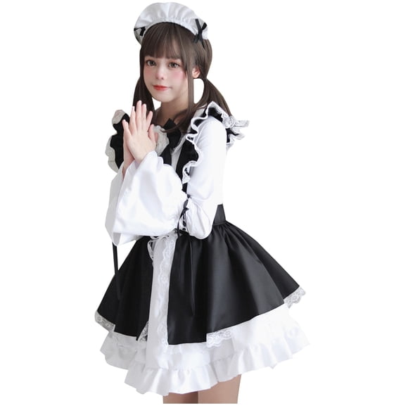 Gspmoly Casual Dresses for Women, Sexy Women Lingerie Apron Maid Outfit Cosplay Bow Bandage Dress Temptation Uniform Underwear Sleepwear Underdress Suit Cocktail Dresses Weekly Deals