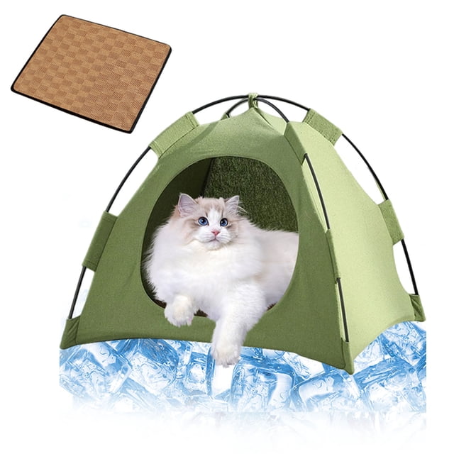 Portable Foldable Pet Tent Shelter Washable Canvas Bed for Small Medium Dogs and Cats Indoor Outdoor Use