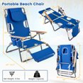 thumbnail image 3 of Costway 2 Pcs Chaise de Plage Pliable 3-en-1 avec Ouverture pour le Visage, Repose-Pieds, Dossier Réglable Bleu Marine, 3 of 9