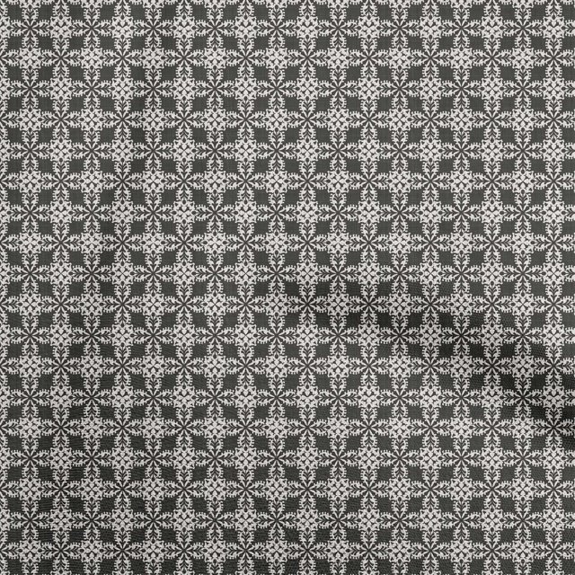 oneOone Polyester Spandex Black Fabric Geometric Tile Sewing Material Print Fabric By The Yard 56 Inch Wide