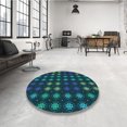 thumbnail image 4 of Ahgly Tapis Rond Lavable en Machine Intérieur Transitionnel Vert Cyan Foncé, 8 Pieds Rond, 4 of 7