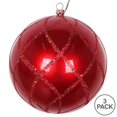 thumbnail image 2 of Vickerman MT198103D 4.75 in. Red Candy Glitter Net Ornament - 3 per Bag, 2 of 3