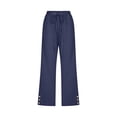 thumbnail image 4 of Jsaierl Women Linen Pants Drawstring High Waist Wide Leg Pants Plus Size Lightweight Solid Color Capris Vacation Comforts Summer Capri Pants, 4 of 5