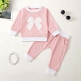 thumbnail image 1 of RXIRUCGD Cute Bow Printed Sweater Set For Baby Boys And Girls( Pink, Size:6 Months ), 1 of 4