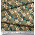 thumbnail image 2 of Soimoi Georgette Viscose Fabric Monstera Leaf & Floral Printed Fabric 1 Yard 42 Inch Wide, 2 of 5