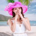 thumbnail image 4 of Women Church Cap Wide Brim Bow Foldable Adjustable Anti Sun Hat for Beach, 4 of 10