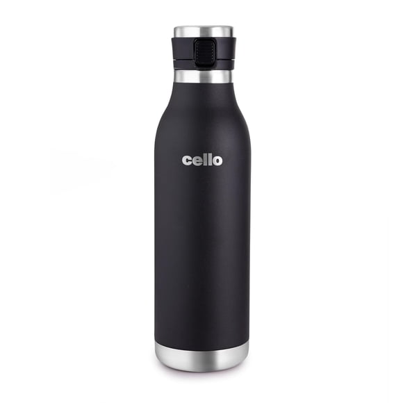 Duro Jet Contenant Isotherme en Acier - 600 ml, Noir / Contenant Isotherme Chaud et Froid 24 Heures - Contenant Antirouille et Étanche pour Thé Café / Idéal pour Bureau, Gym, Maison, Cuisine, Randonnée, Randonnée, Bouteille de Voyage