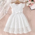 thumbnail image 2 of zbxnLI Robe Princesse en Dentelle pour Filles, Manches Volantées, Nœud, Robe Évasée de Fête pour Anniversaire, Robes Formelles, 2 of 7