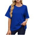 thumbnail image 1 of T-shirts à Manches Courtes pour Femmes Été Col Rond Décontracté Mode T-Shirt Basique Vêtements Mignons Tenues Tendance, 1 of 6
