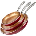 thumbnail image 1 of Gotham Steel Diamond Red 3 Piece Aluminum Ceramic Nonstick 8 10 12 Inch Fry Pan Set Dishwasher Safe, 1 of 6