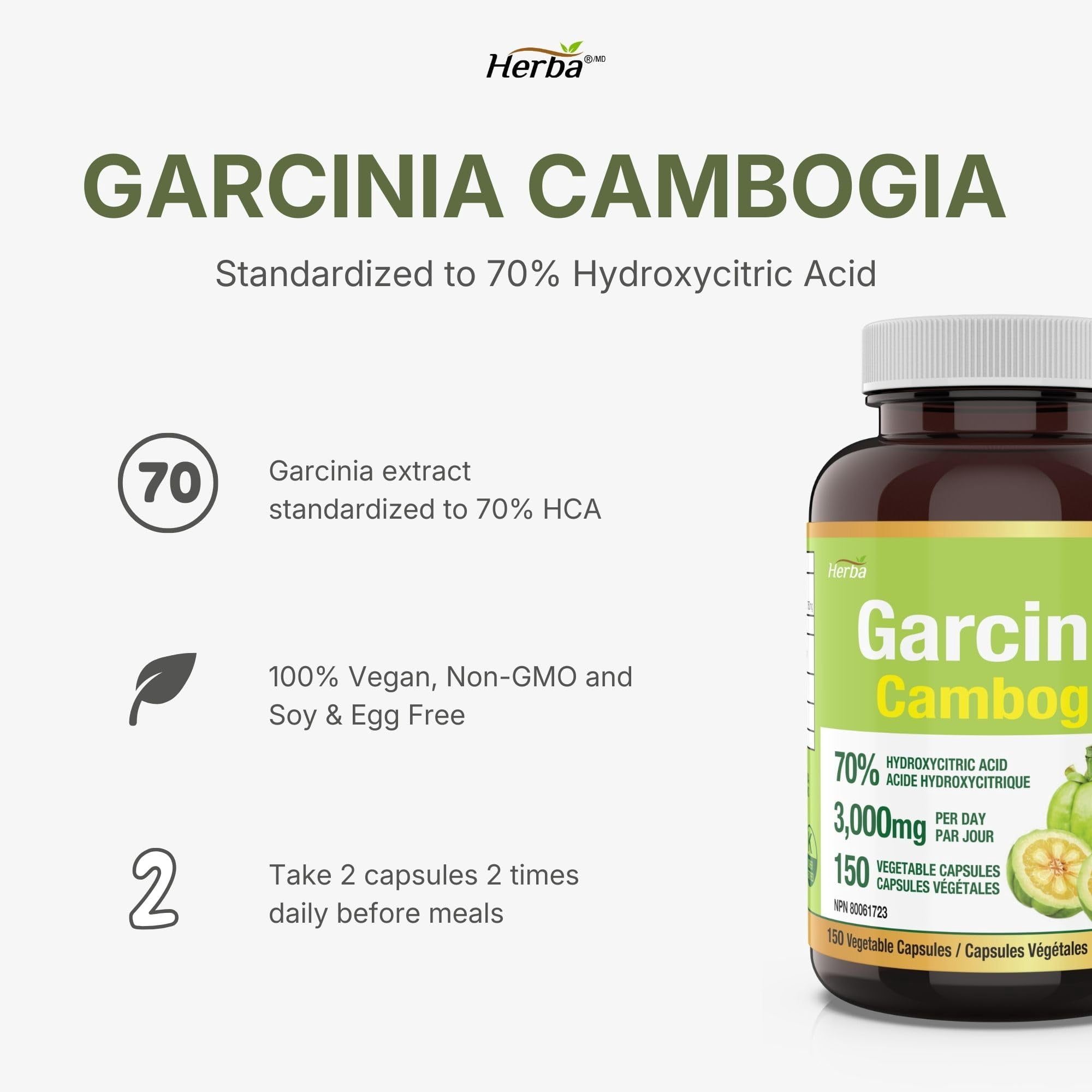 garcinia & l-carnitine 70 hca Herba Cambogia Extract 750mg  150 Capsules | 70% | Made in Canada Amazon.com: Sugar Free Garcinia Cambogia