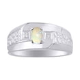 thumbnail image 1 of RYLOS Men's Rings 14K White Gold Classic Nugget 6X4MM Oval Gemstone & Diamond Ring Opal October Birthstone Rings Size 8, 1 of 7
