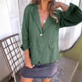 thumbnail image 2 of MIASHUI Loose Fit Solid Color Button-Up Notched Collar Linen Blend Blazer Cardigan for Women Bohemian Style Lightweight Jacket Green,XL, 2 of 7