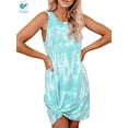 thumbnail image 2 of Deago Robe Courte Décontractée Teinture sur Nœuds pour Femme, Col Rond, Sans Manches, T-Shirt Ample, Débardeur d'Été, Robe de Plage (Vert, M), 2 of 9