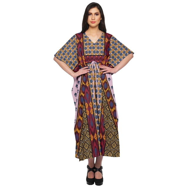 Moomaya Kaftan de Plage, Paréo de Bikini, Robe Longue Maxi Caftan pour Femmes