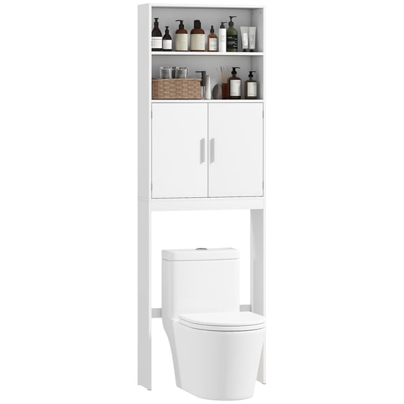 HOMCOM Over The Toilet Storage Cabinet, 4-Tier Bathroom Organizer, White