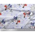 thumbnail image 3 of Soimoi Rayon Fabric Snowman,Santa & Tree Christmas Printed Fabric 1 Yard 56 Inch Wide, 3 of 3