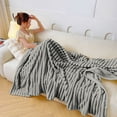 thumbnail image 4 of yulier Flannel Fleece Throw Blanket Lightweight Warm Soft Striped Couch Small Blanket Cozy Microfiber Ribbed Blanket All Season Use, 27.56"x39.37", Gray, 4 of 6
