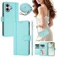 thumbnail image 2 of iPhone 17 Leather Wallet Case, Book Style Cover with Tab Closure, Light Green, 2 of 6