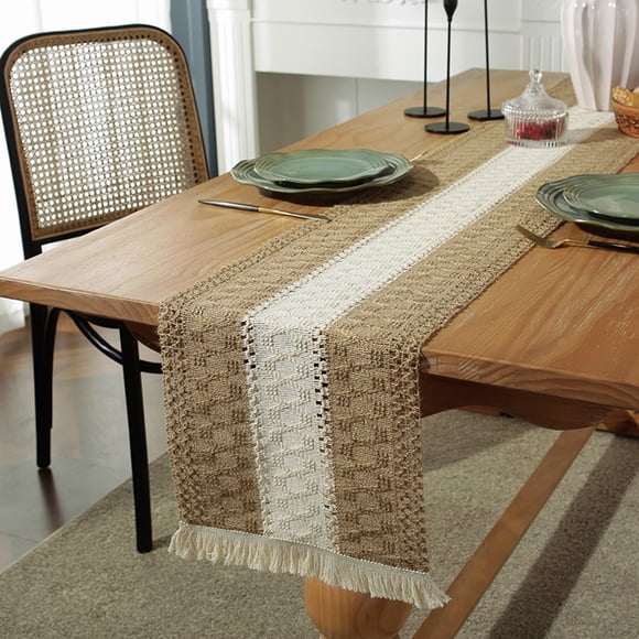 Coloody Chemin de Table Style Ferme en Toile de Jute Naturelle Handmade, 11.8 x 19 Pouces (Marron)