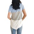 thumbnail image 2 of Nouveau T-Shirt Décontracté à Col Rond pour Femme à Rayures à Blocs de Couleur Triple, 2 of 2