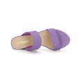 thumbnail image 4 of BLISSFUL STEP Women's Shoes Dual Straps Mid Block Heel Slide Sandals Purple 9, 4 of 7