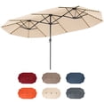 thumbnail image 1 of Costway 15.5 FT Extra-Large Patio Umbrella with LED Solar Lights & 12 Heavy-Duty Ribs Beige, 1 of 10
