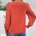 thumbnail image 5 of RXIRUCGD Haut/chemise à Manches Longues à Col Rond pour Femme, Décontracté, Uni, en Dentelle Patchwork, Orange, Taille : S, 5 of 5